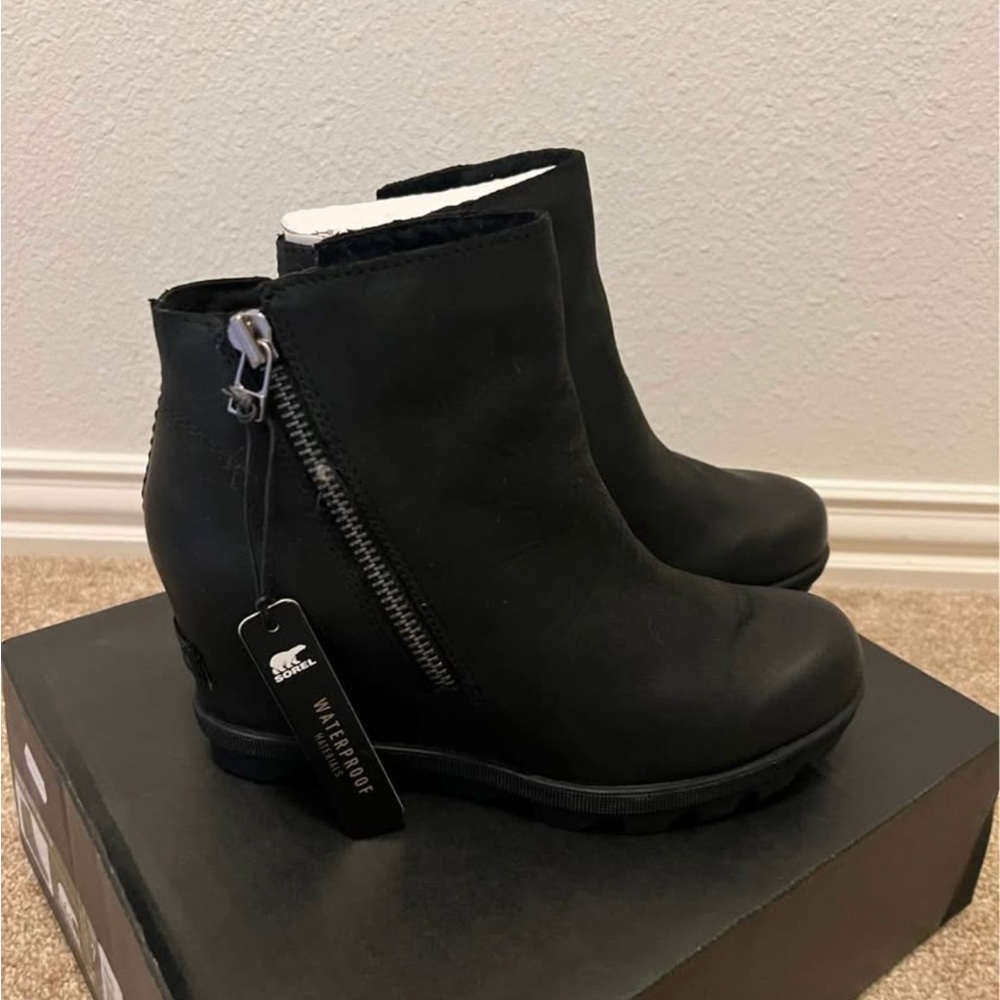 Sorel Black Wedge Waterproof Ankle Booties